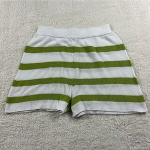 Green and White Striped Women's Shorts